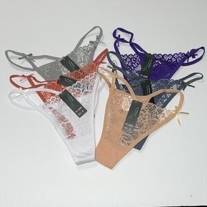 Bundle 6 pieces Cotton & Lace Thong String Underwear. NWT Vision Brand.